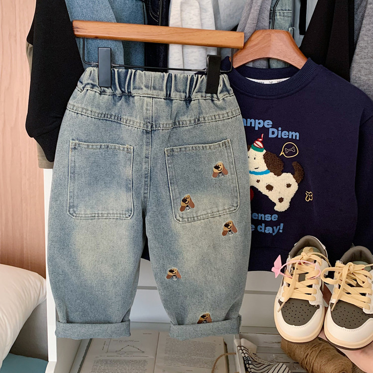 Picture of Children's Jeans 2025 New Autumn Style Boys' Long Pants with Embroidery, Loose and Fashionable Boys' Pants