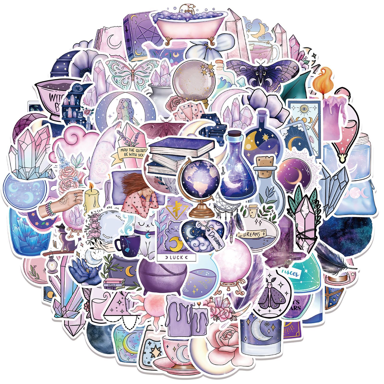 Picture of 100 pieces of purple magic moon graffiti stickers decorative luggage DIY waterproof stickers Amazon popular models can be approved