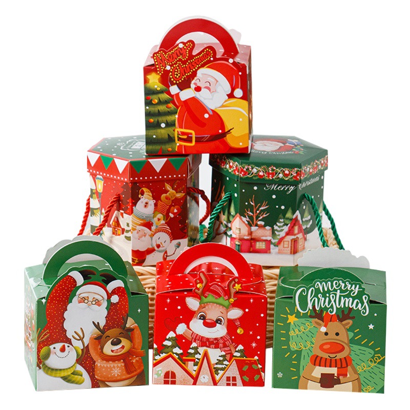 Christmas portable rope apple candy packaging box Christmas Eve Christmas fruit biscuits creative gift baking carton