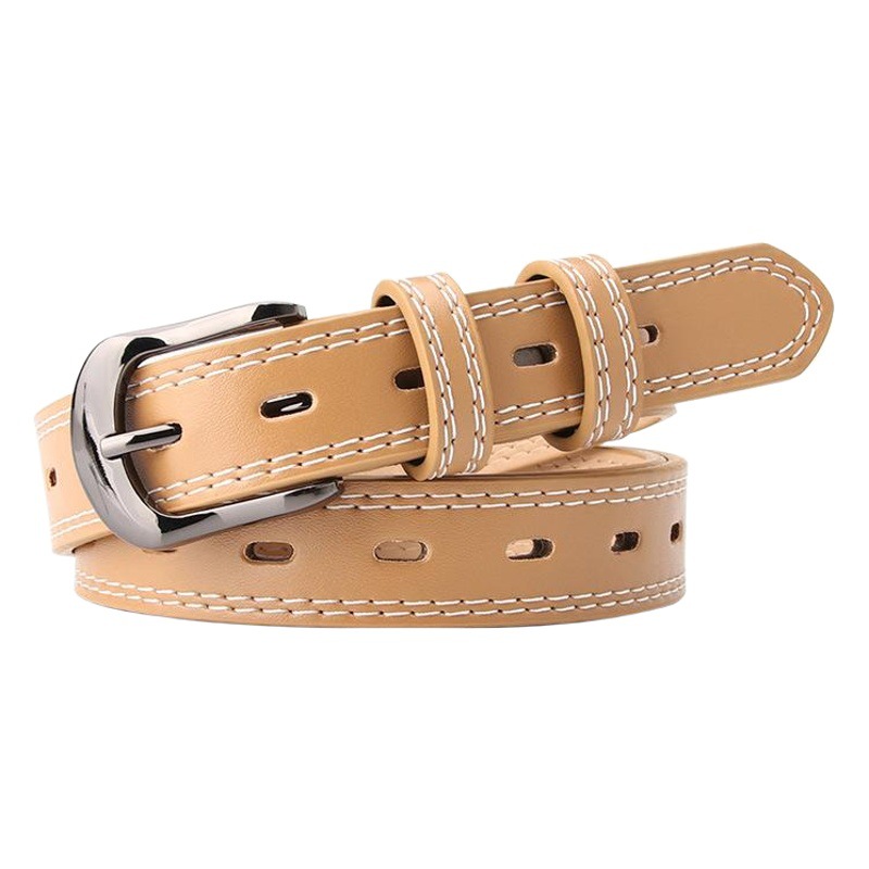 New ladies belt step double line decoration fashion Joker hollow belt female concave shape belt factory wholesale