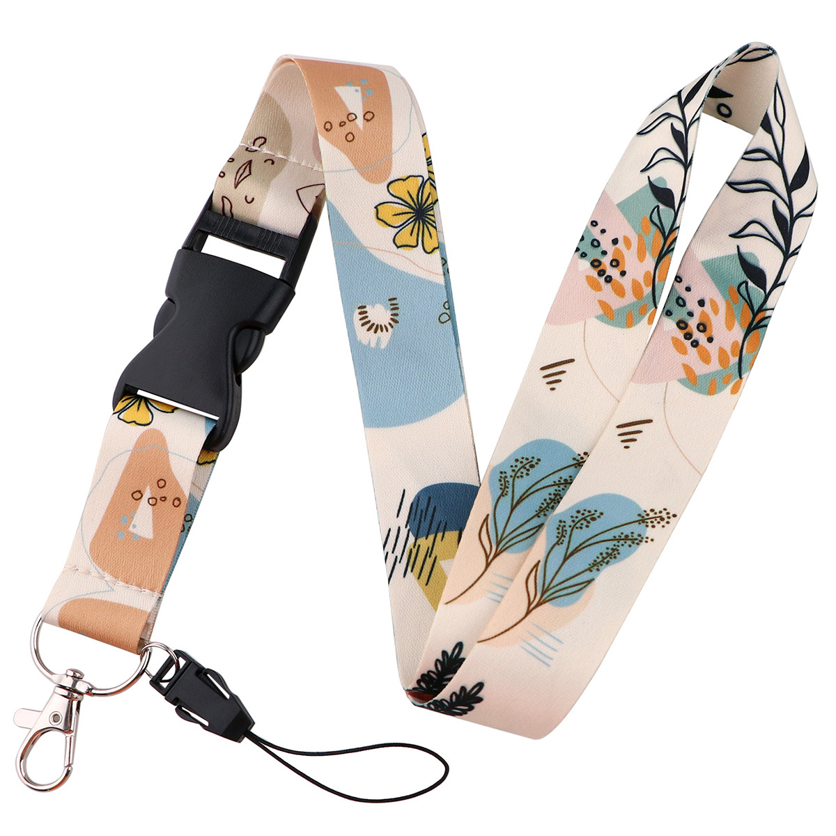 Picture of Buckle Rainbow Butterfly Moon Lanyard Card Set Ribbon Student Hanging Rope Cartoon Animal Combination Work Card Mobile Phone Rope
