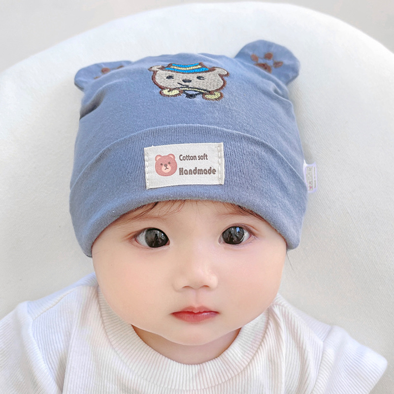 Picture of Katu Bear Infant Hat Spring & Fall 3-6-12 Months Male and Female Baby Pullover Hat Cotton 100-Day Sleeping Hat