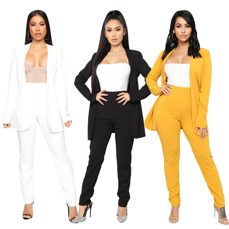 Picture of X30 European and American Women's wish OL Fashion Elegant Two-piece Professional Casual Long-sleeved Trousers Small Suit