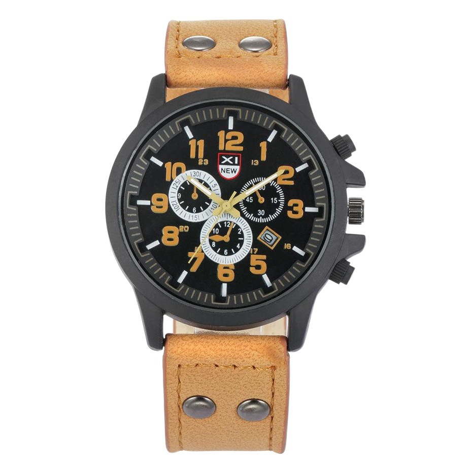 Watches Men Military Army Leather Date Quartz Wrist Watch