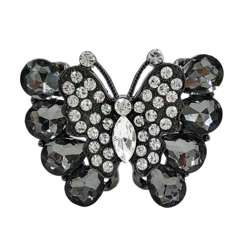 Cross-border exclusive all-match high heel shoes clip metal glass rhinestone shoes flower shoes buckle accessories butterfly shoes accessories