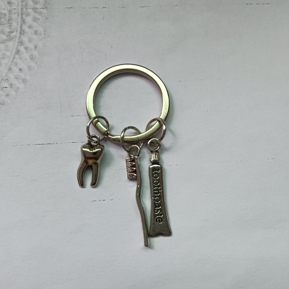 Toothbrush Toothpaste Teeth Keychain Dental Dentist Creative Keychain Christmas Gift Pendant Keychain
