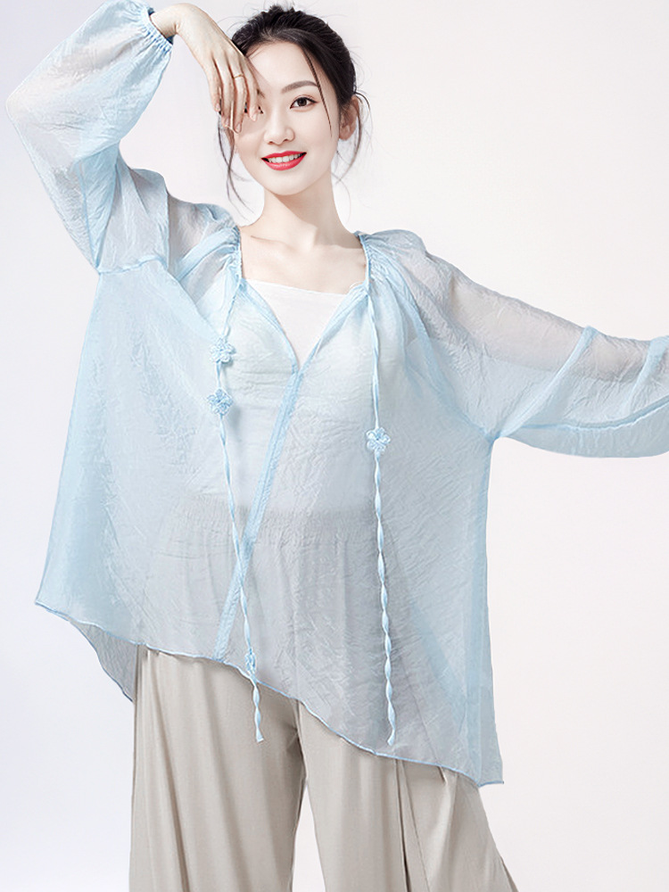 Classical Dance Elegant Gauze Style Rhyme Loose Tassel Dance Practice Clothes Chinese Dance Modern Dance Training Top Adult