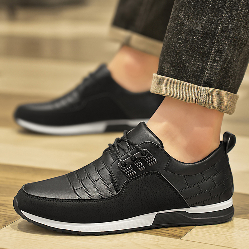 Cross-Border Men's Large Size Casual Business Leather Shoes Soft Sole Comfortable Men's Lace-Up Men's Shoes Fashionable Versatile Driving Shoes 47