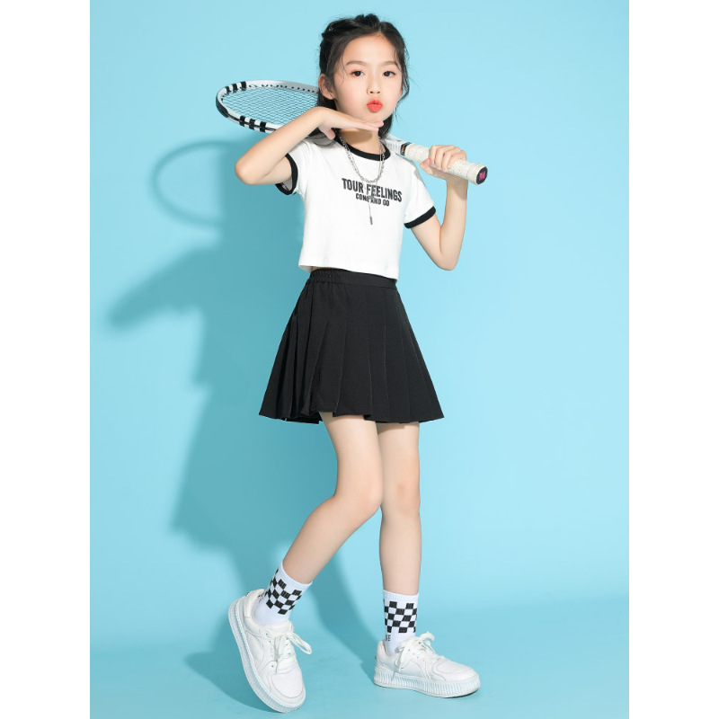 Picture of Girls Tennis Skirt Summer Girls Big Kids Sports Pleated Skirt New Summer Dress Children's JK Skirt Black All-Match