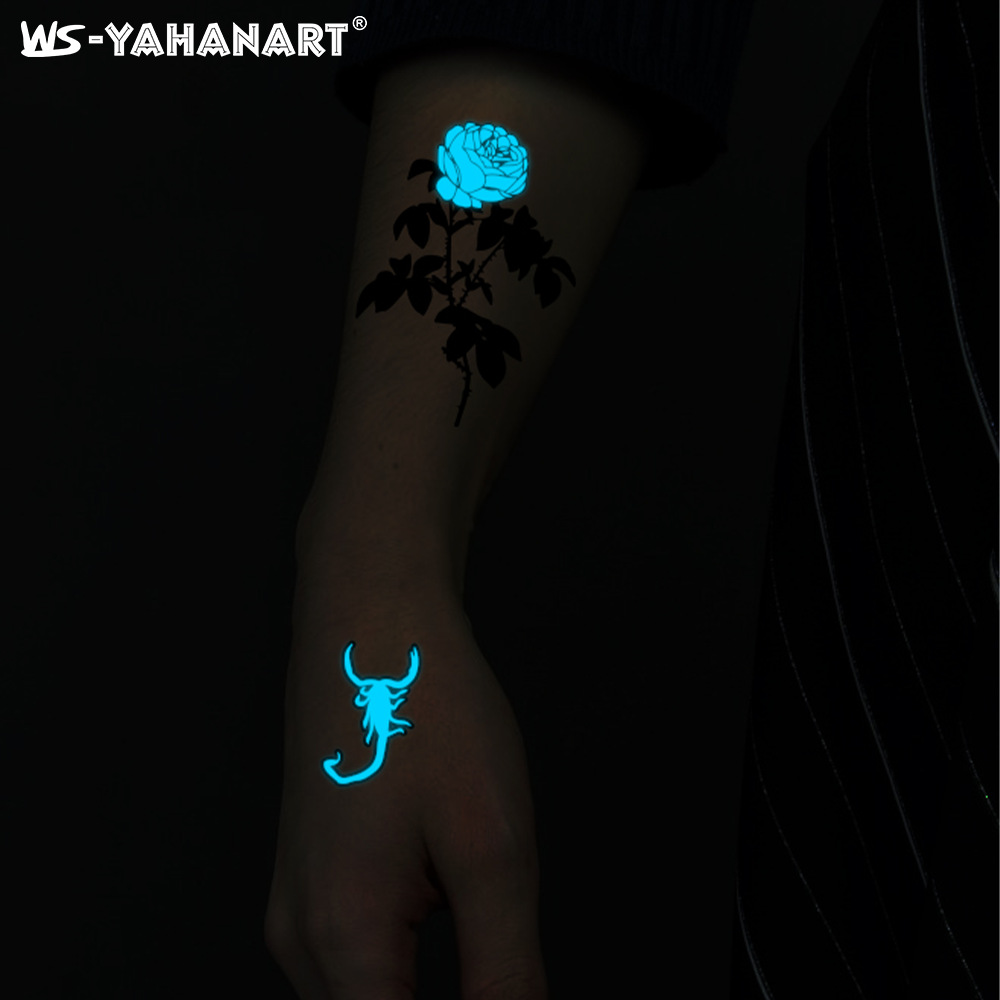 Picture of European and American hot sale luminous blue tattoo stickers nightclub bar music festival party flower female tattoo stickers luminous face stickers