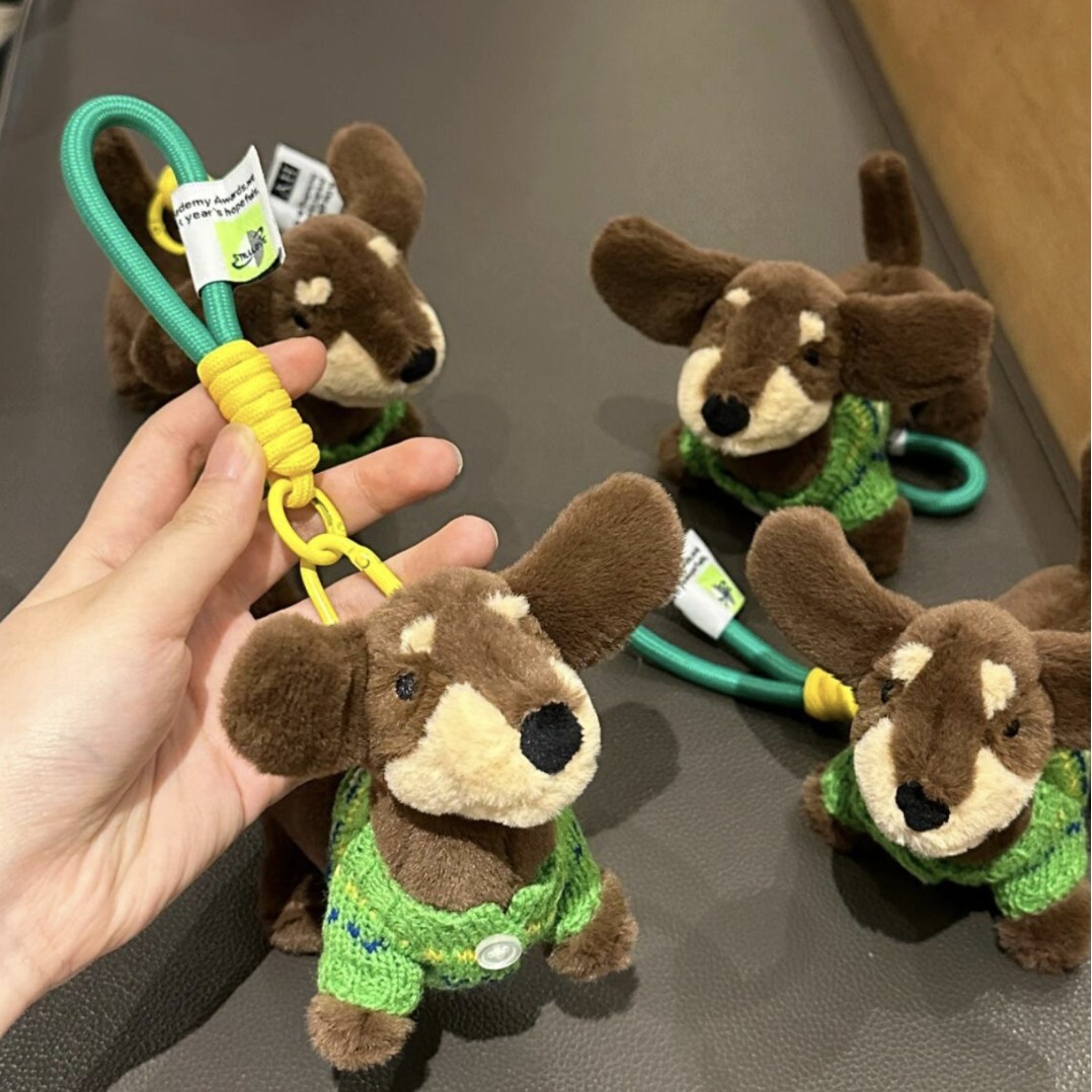 Dachshund Plush Pendant Bag Pendant Cartoon Puppy Plush Doll Keychain Accessories Creative Gift Handmade