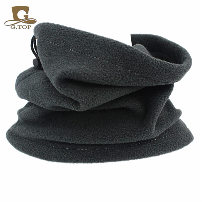 Picture of Winter men's and women's outdoor sports fleece scarf riding mask multi-functional drawstring polar fleece collar pullover cap