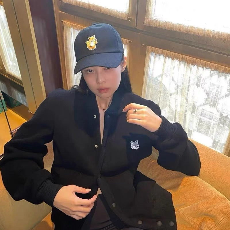 Jin Zhini Jennie Same Style American Style Retro Simple Slim Ins Trendy Fox Head Jacket Baseball Dress Jacket