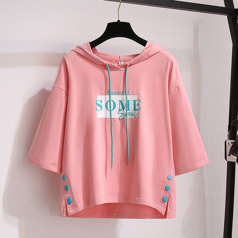 2022 summer new sunscreen hooded short sleeve T-shirt female students Korean clothes women loose top women's wholesale