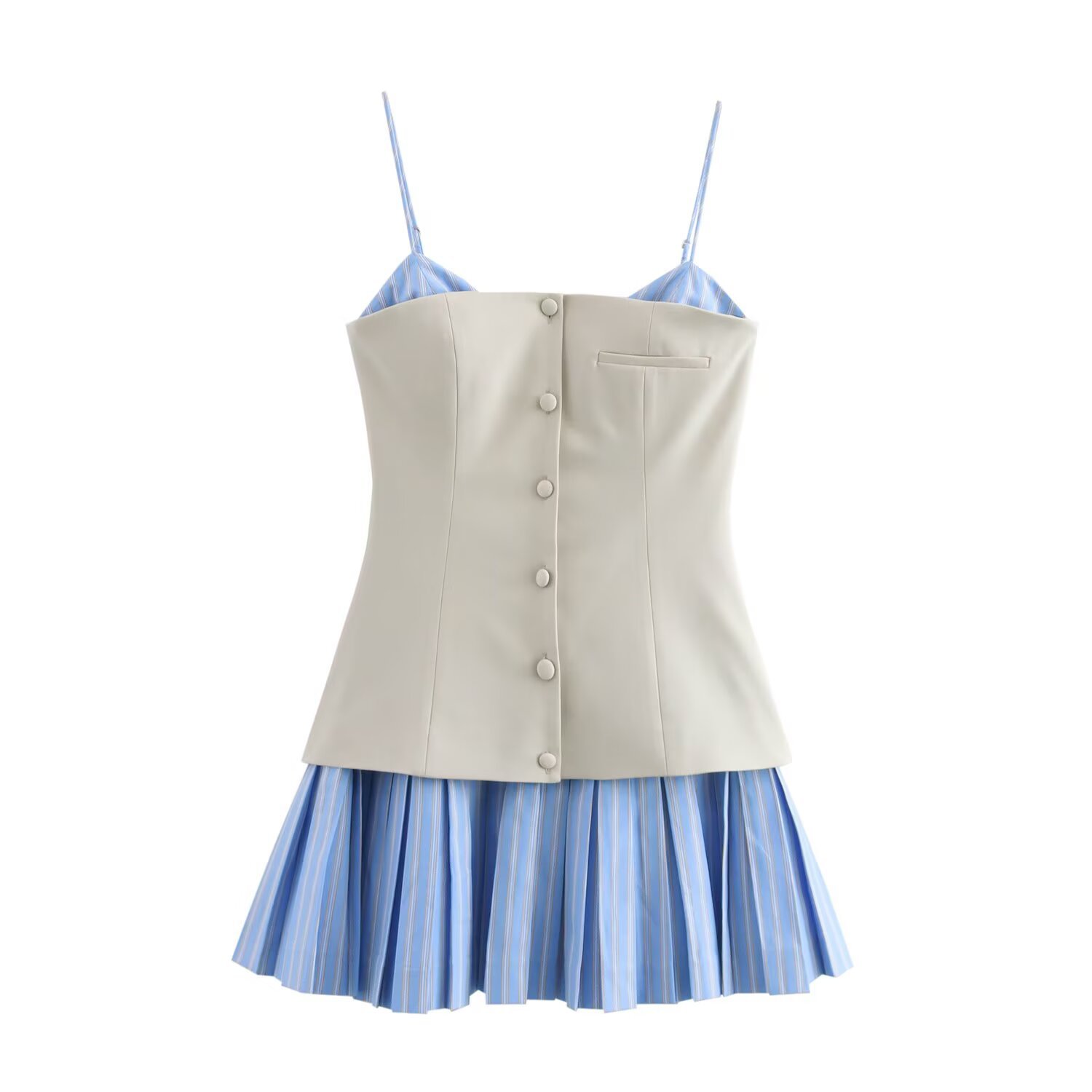 ZA cross-border women's clothing wholesale European and American style 2025 new poplin stitching hot girl sling dress 2304165