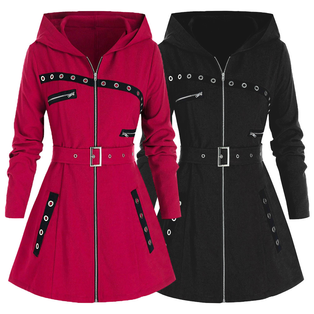 Picture of Elasticized Belt Design Original Coat Autumn and Winter Elegant European and American Fashion All-match Hooded Cross-border Explosion Long Sleeve Women's Style
