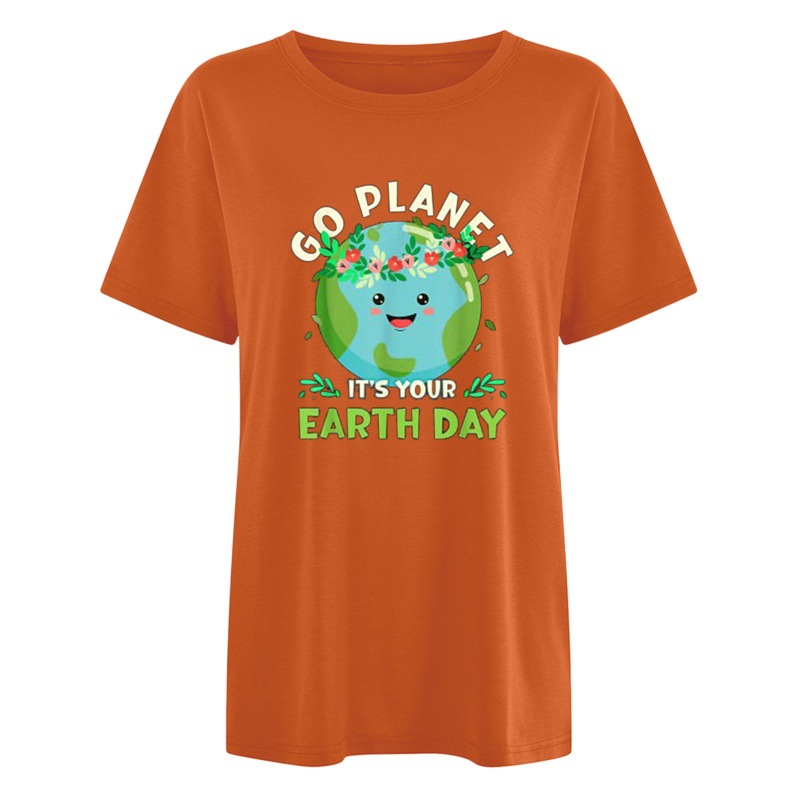 Spring and Summer New Product Shirt, Drop Shoulder Style, It's Your Earth Day Printed T-Shirt, Loose Pattern Women's T-Shirt