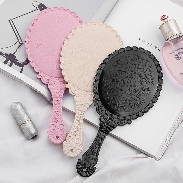 A3040 Creative Retro Pattern Handle Makeup Mirror Makeup Mirror Portable Portable Lace Mirror Hand-held Mirror