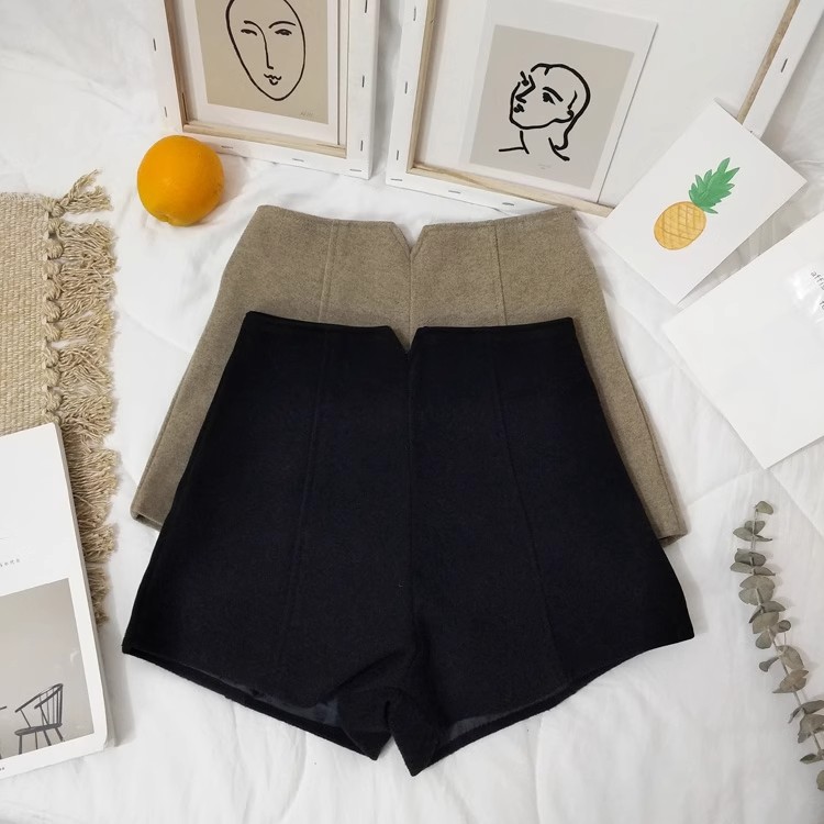 Picture of Black Woolen Shorts with Long Boots Women's Autumn High Waist A- Shoes Winter Outer Wear Base Boots Pants for Small