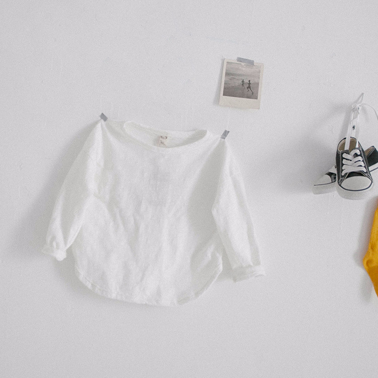 Picture of Autumn Boys' Long-Sleeve T-Shirt Bamboo Cotton Children's Top A-Class Solid Color Round Neck Girls' Base Shirt Baby Toddler