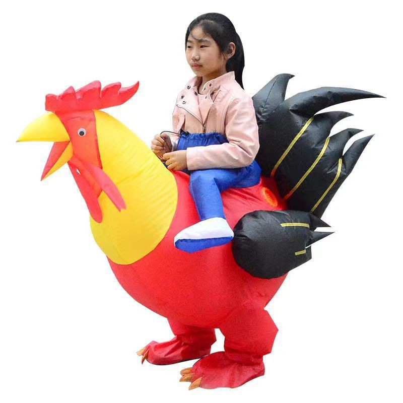 Picture of Halloween Costume Big Red Rooster Inflatable Suit Family Inflatable Costume Blue Rooster Inflatable Suit Performance Doll Suit