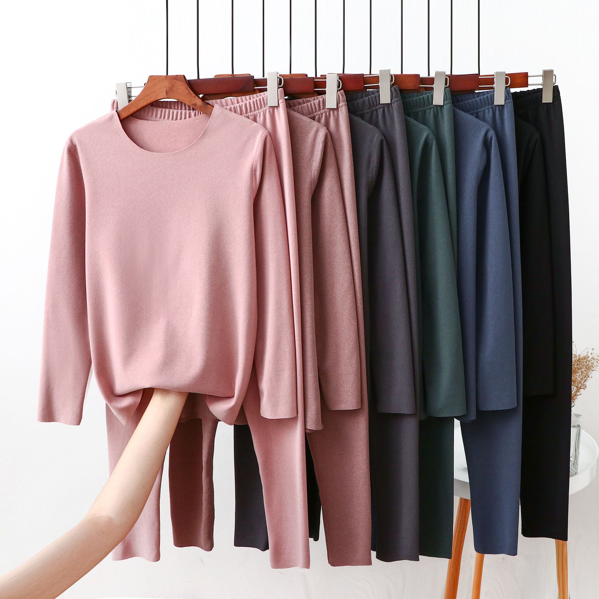 Winter Crewneck Velvet Seamless Thickened Velvet Thermal Underwear Women's Thermal Underwear