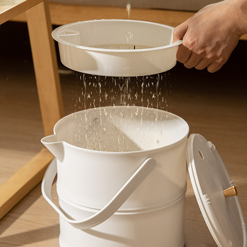 Picture of Plastic Light Luxury Tea Bucket Tea Table Tea Tray Waste Water Bucket Drainage Pipe Tea Set Trash Bin Tea Bucket Drainage Bucket Tea Scrap Bucket