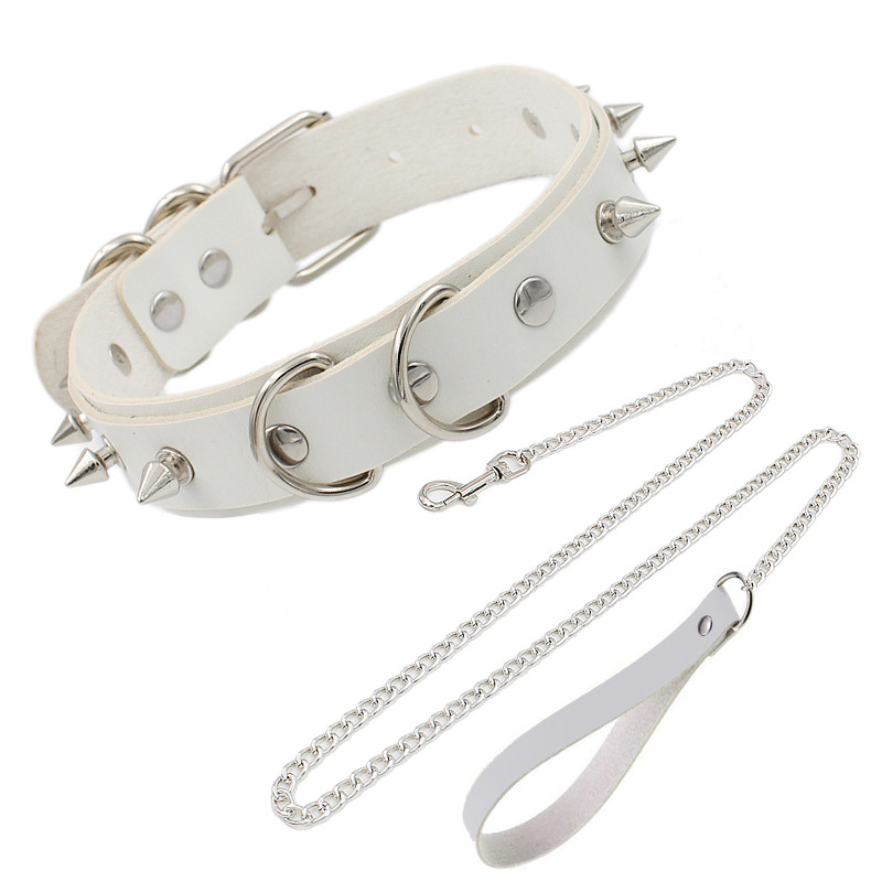 Picture of European and American Exaggerated Adult Sex Products Rivet Collar Flirting Necklace Neck Neck Set Dog Slave Special Traction Rope Set