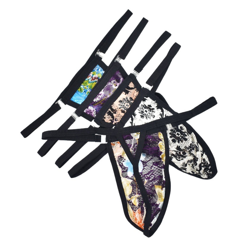 Five-Color cross-border plus size large bag breathable lace men's thong men's loose buckle men's sexy underwear B601