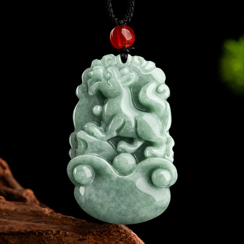 Picture of Myanmar A natural jade jade pendant 12 zodiac pendant 12 zodiac pig pendant jade direct cordless