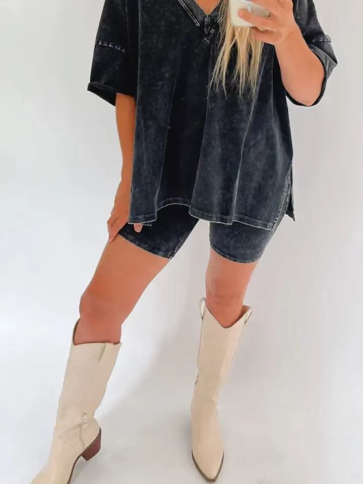 European and American Cross-border Women's Clothing Amazon AliExpress Fashion Loose Casual Fried Color Two-piece Set for Women