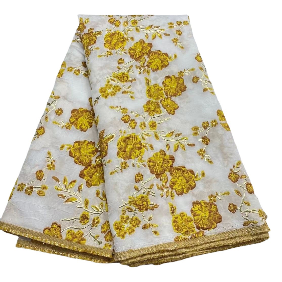 Brocade Fabric Middle Eastern Style Huge Flower Organza Jacquard Fabric Dress Cheongsam Embroidered Fabric