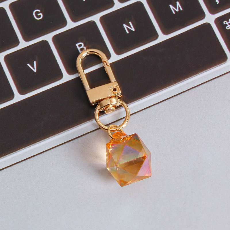 Picture of ins style AB color love beads keychain pendant diamond-shaped cut hanging hole door buckle girl's heart bag bag hanging jewelry