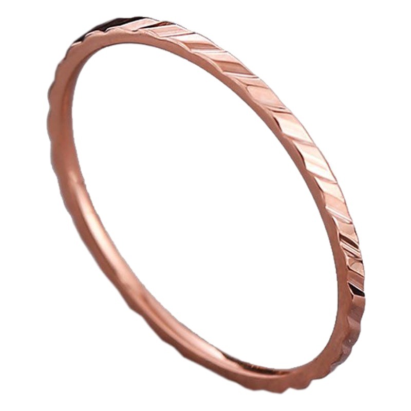 Japanese and Korean Style Simple Titanium Steel Ring Women's Fine Diamond Flower 18K Rose Gold Tail Ring Titanium Steel Couple's Ring Tide Ring
