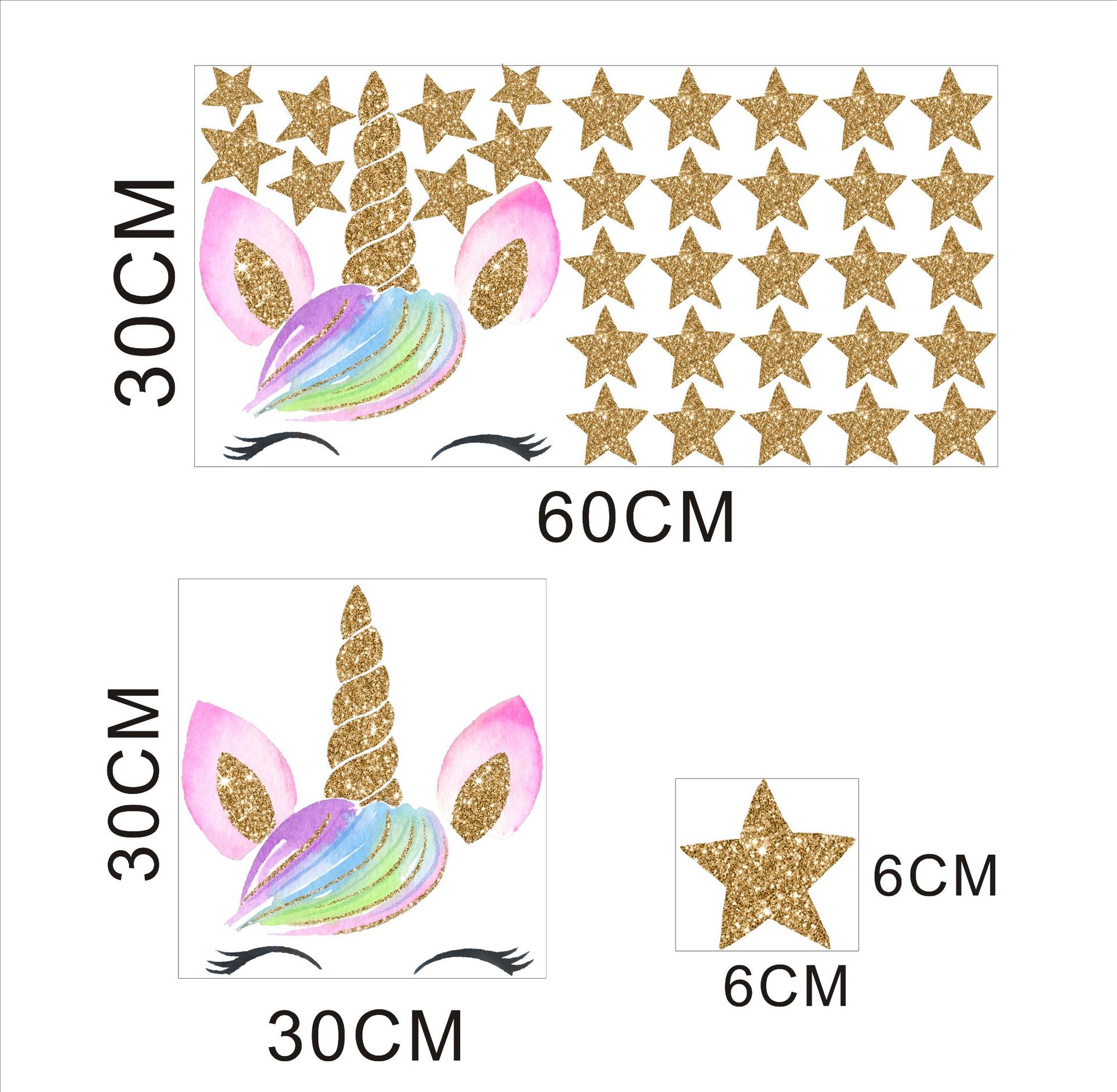 Picture of Kunshang Cross-border New Golden Unicorn Wall Stickers Cross-border Source Living Room Bedroom Children's Room Decorative Painting KS6629