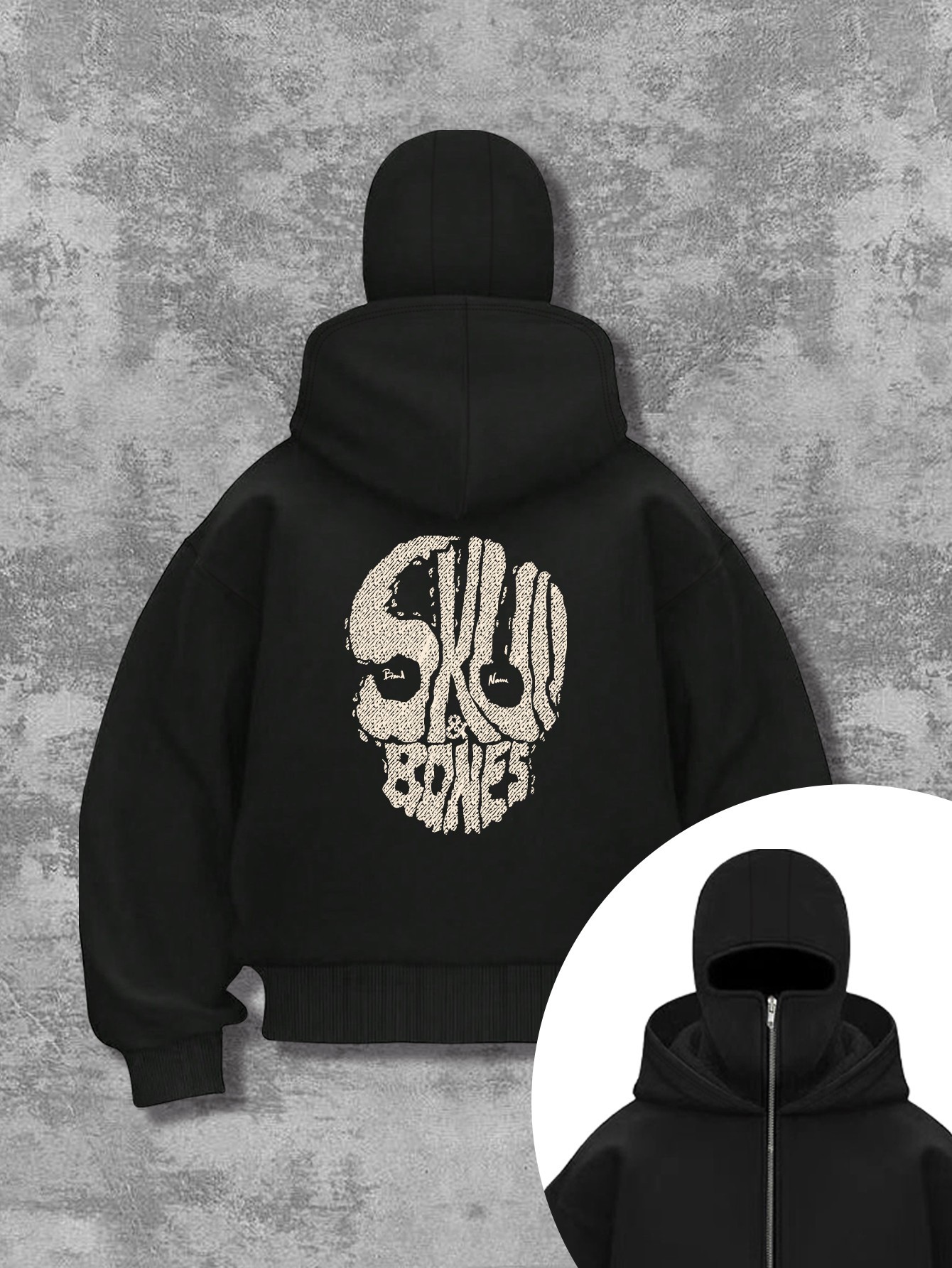 230g Sweatshirt/100% Polyester/Ladies Fashion Skull Print Street Style Barak Double Hooded Double Collar Sweatshirt
