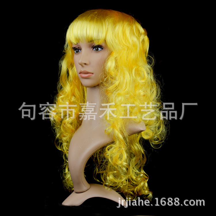 Picture of Cross-Border E-Commerce Halloween Christmas Masquerade Costume Catwalk Colorful Big Wave Wig Set Cosplay