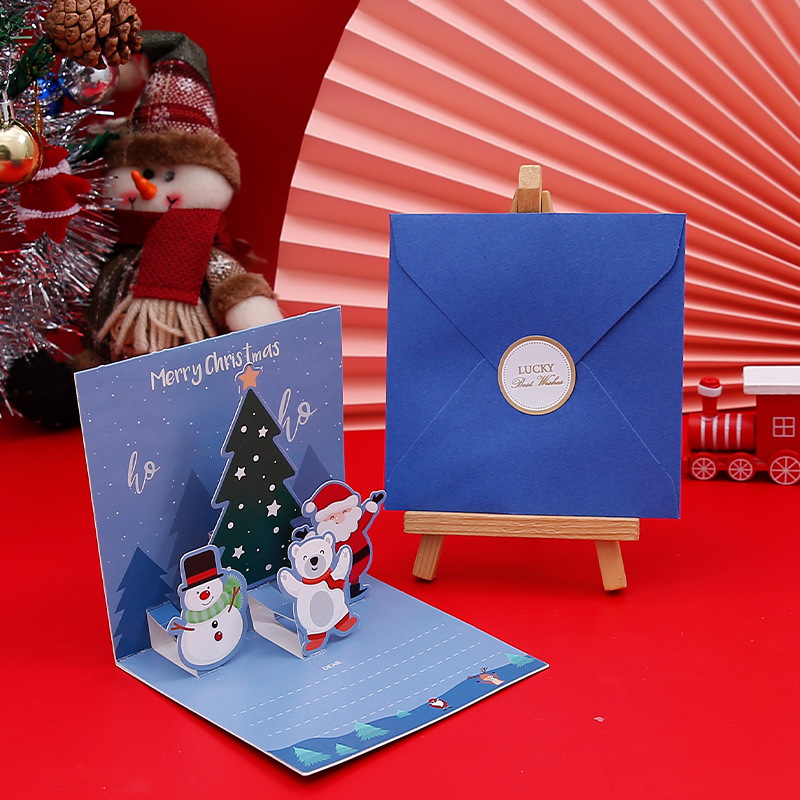 Picture of Amazon Stereo Christmas Greeting Card Creative Christmas Eve Message Holiday Card Gift Folding Card Set