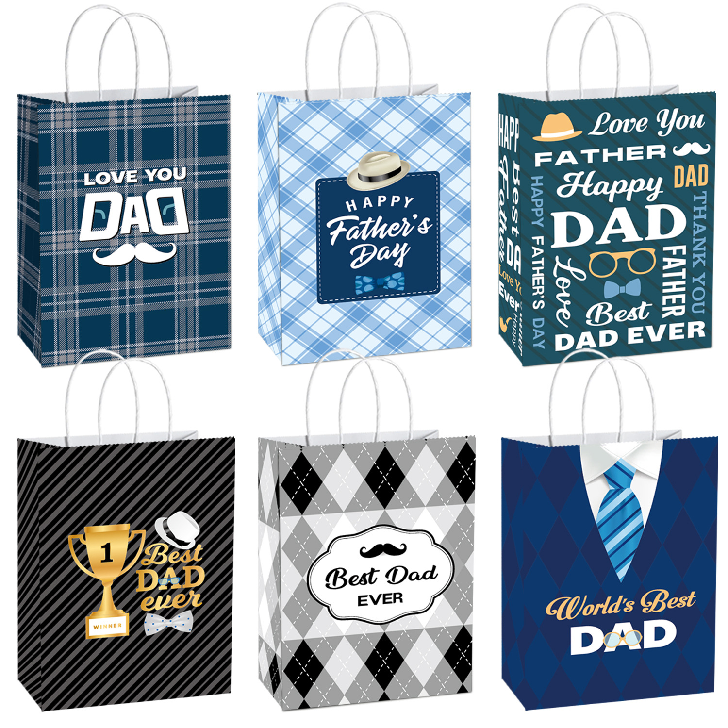 Amazon New Father's Day gift bag handbag shopping clothing gift bag cartoon gift White card gift bag