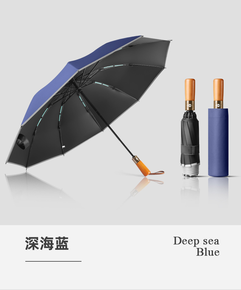 Picture of Three-fold automatic umbrella log handle lettering sunny umbrella men's business folding umbrella printed logo high-end gift umbrella