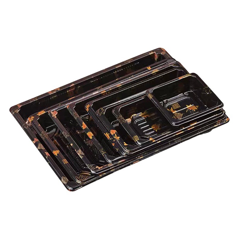 Cai Yi Plastic Sushi Box Packing Box Disposable Take-Out Meal Box Japanese Style Printed Salmon Sashimi Packaging Box