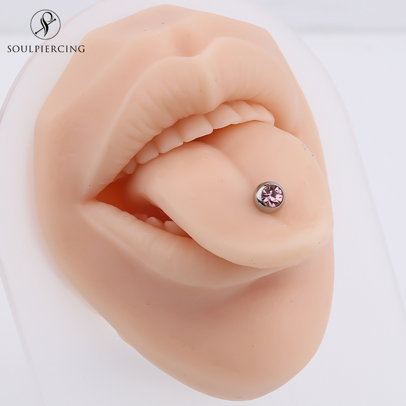 Picture of Stainless Steel Tongue Rings, Piercing Jewelry for Hot Girls, Lip Studs, Nipple Studs, Tongue Studs, Titanium Steel Tongue Studs, Cross-Border Multi-Color Ins Style