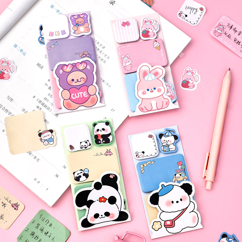 Picture of High-Looking Cartoon Animal Combination Sticky Notes Cute Special-Shaped Message Note Paper Student Sticky N Times Sticky Notes