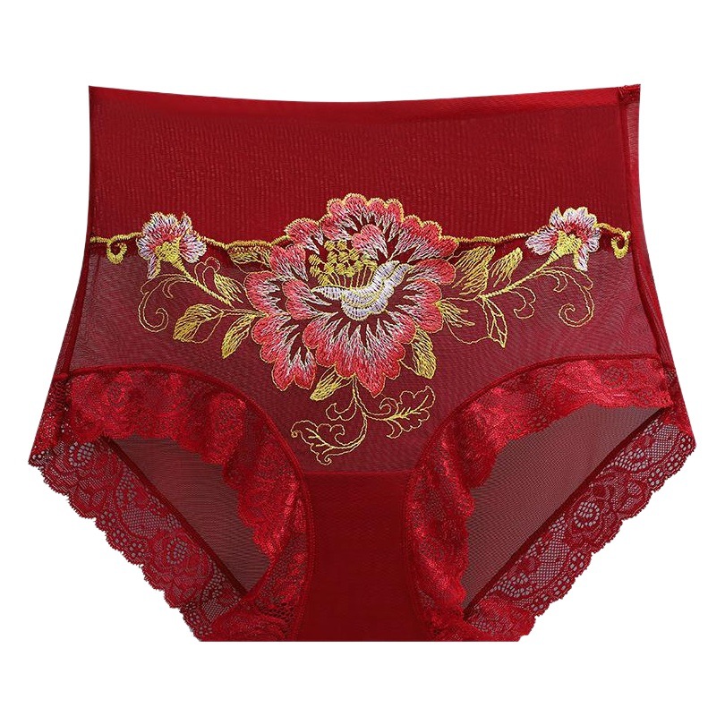 Sexy underwear women's lace high waist hollow hip lifting comfortable briefs embroidered cotton crotch women's underwear wholesale