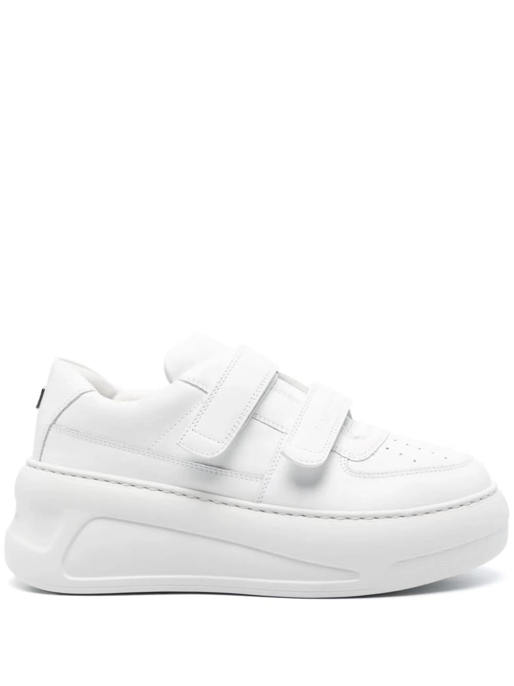 Picture of Guangzhou Ding Version White Shoes for Women with 7cm Height Increase Metal Smiley Toe Layer Cowhide Sneakers Thick Sole Velcro Trbottomy and Cool