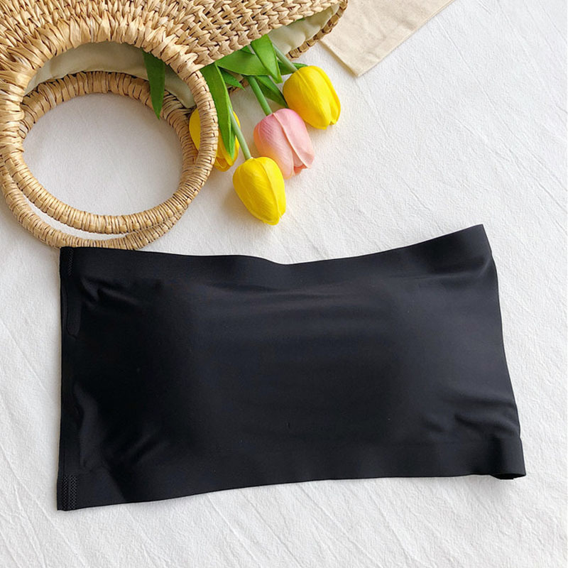 Picture of Ice Silk Traceless No Shoulder Strap Anti-slip One-word Tube Top with Three-row Buckle Short Base Vest Underwear Top