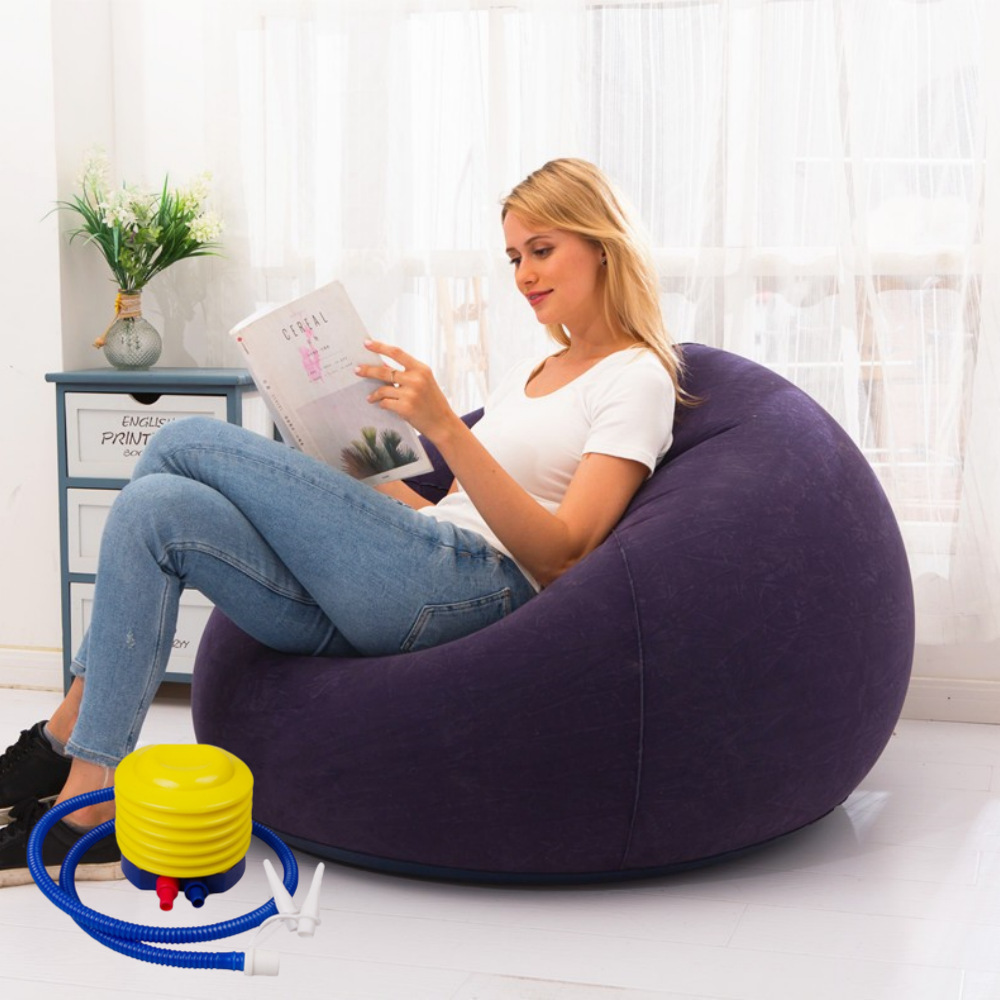 Picture of Factory supply flocking inflatable small apartment home single sofa lazy football sofa leisure entertainment stool