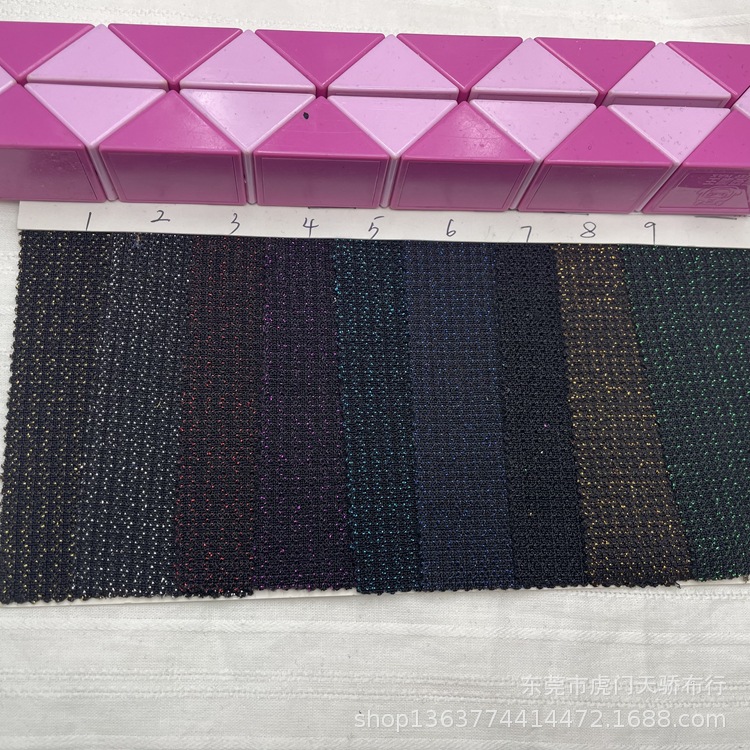 Spot supply of knitted gold and silver thread bright silk cloth 180g single-sided 3*3 rib gold and silver thread spring and autumn base shirt material