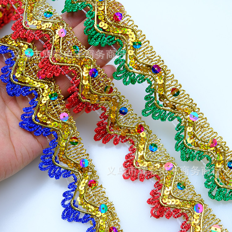 Factory spot triangular sequins lace truck top lace clothing accessories National Wind decorative edge 9 meters