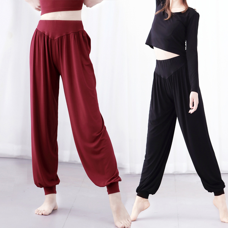 Modern dance trousers women's adult square ethnic dance training practice clothes harem shape yoga high waist lantern pants